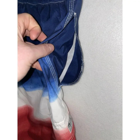 Polo Ralph Lauren‎ Lined Swim Trunks Mens XL Tie Dye Ombré Red White Blue USA - Picture 8 of 8